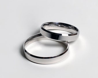 Plat ontwerp 925 | Paarringset| Zilveren koppelring| Zijn haar beloftering voor koppel| Gegraveerde en gepersonaliseerde ring| Trouwringset| Eeuwigheidsring