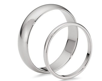 Anillo de boda plano de plata SET, anillos de compromiso de boda para hombres y mujeres, banda de boda a juego, anillo de eternidad, anillos de promesa, anillo personalizado grabable