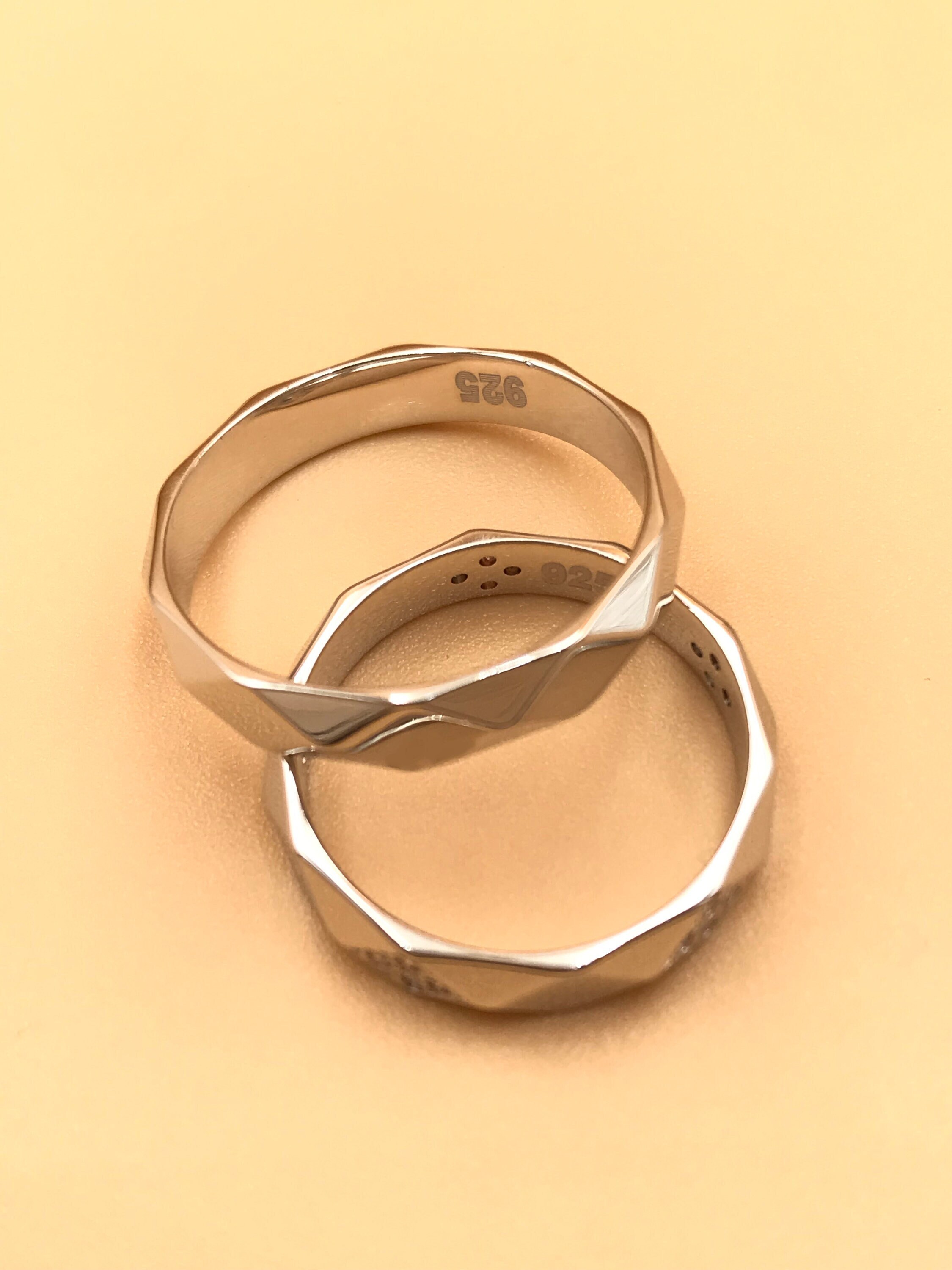 His and Hers Wedding Rings Set Wedding Band Silver Wedding Etsy