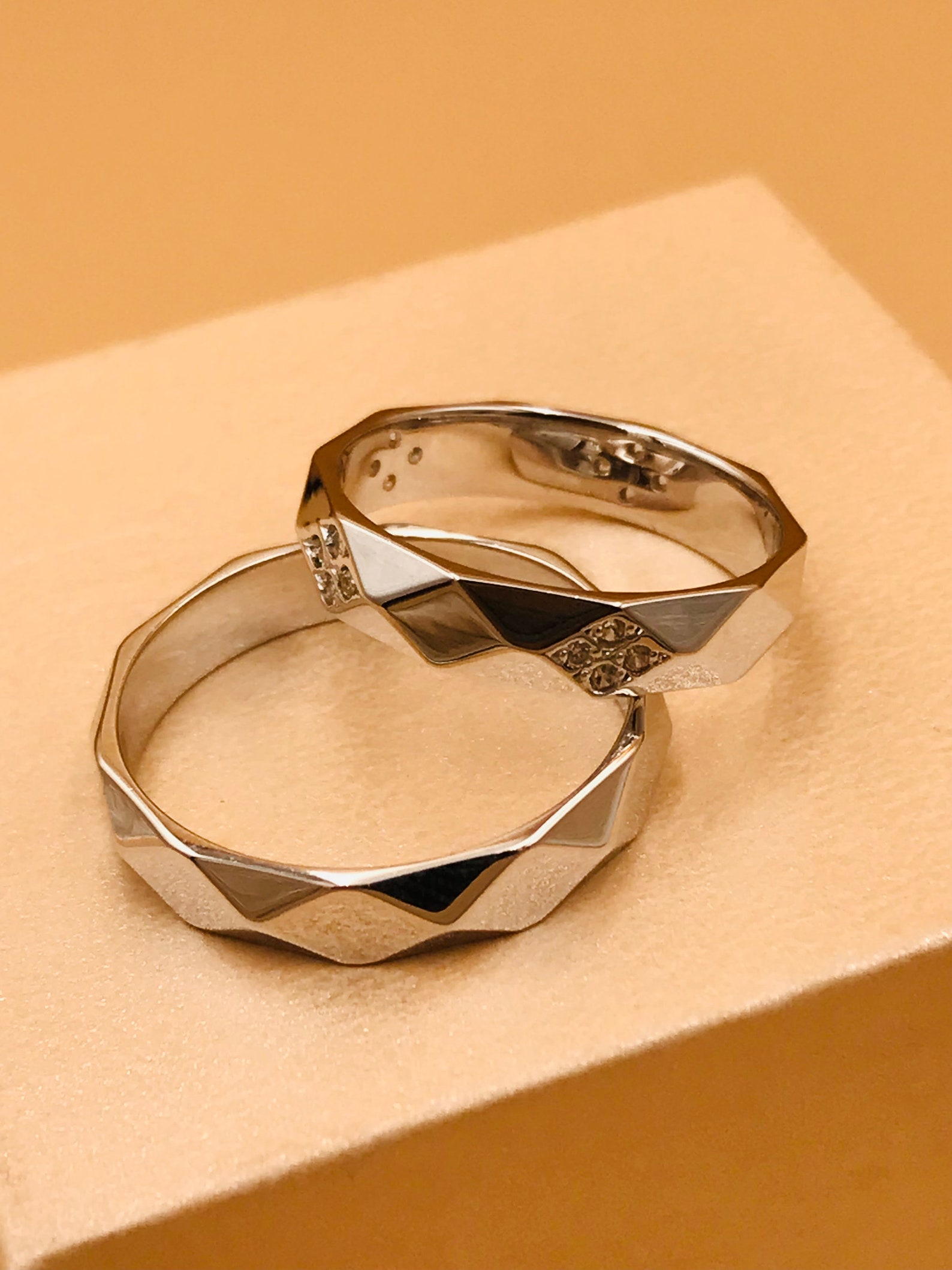 His and Hers Wedding Rings Set Wedding Band Silver Wedding Etsy