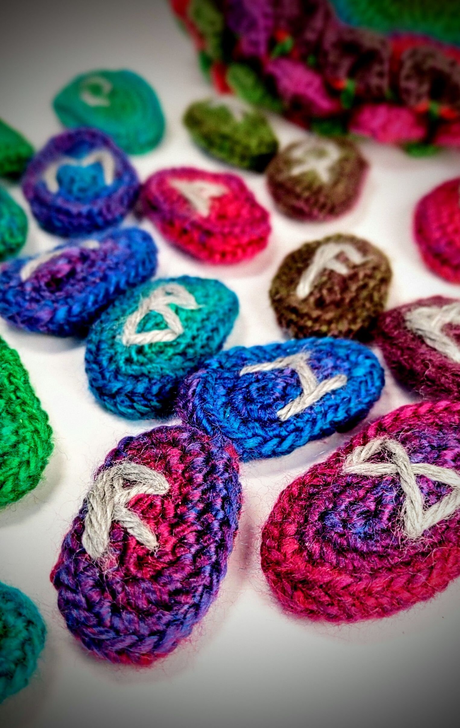 Crochet Runes Handcrafted Crochet Rainbow Elder Futhark Viking Rune Set With Pouch - Etsy