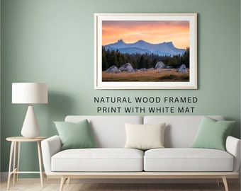 Yosemite Sunset Print: Tuolumne Meadows, Cathedral Range, Wood Frame