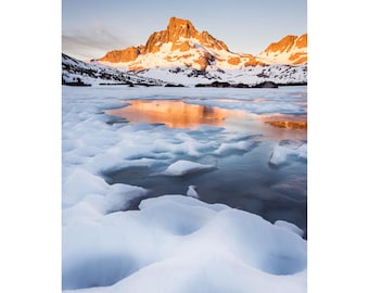 Banner Peak Snowy Alpine Lake Print: Ansel Adams Wilderness Art