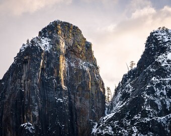 Yosemite Sunset Cliffs Photo Print: Cathedral Rocks, El Capitan Meadow