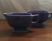 Homer Laughlin Riviera Cream and Sugar Mauve Blue Fiesta