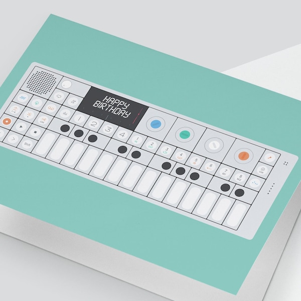 OP-1 Synthesizer Birthday Card - Synth Card, Music Greetings Card, Gift for Musician, Musical Happy Birthday, Instrument Lover, A5