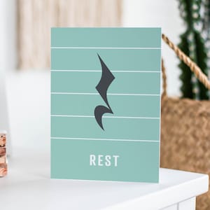 Rest Greetings Card - Crotchet Note Rest, Music Teacher Thanks, Music Retirement Card, Get Well Soon, Musical Note Art, Piano Tutor, A5