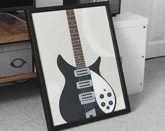 Rickenbacker Guitar Print - E-Gitarre, Gitarrist Musik Poster, Musikinstrument Kunst, Musik Studio Dekor, Geschenk für Musiker