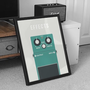 Effects Pedal Print - Guitar Music Poster, Guitarist Pedalboard Art, Music Studio, Neutral Wall Art, Gift for Musician, Musical Instrument