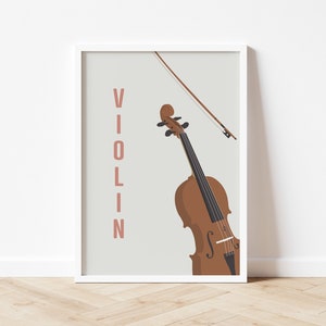 Violin Print - Violinist Music Poster, Music Studio Decor, Minimalist Composer Art, Gift for Musician, Musical Instrument