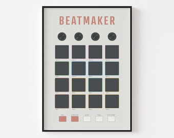 Beatmaker Print - Music Producer Poster, MPC Print, Music Studio Decor, Audiofile Poster, Gift for Musician, Musical Instrument