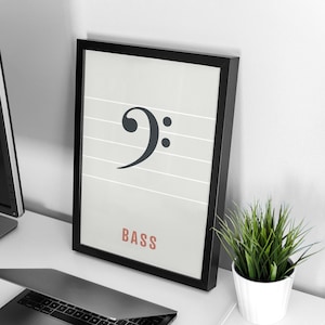 Bass Clef Print - Music Theory Poster, Musical Note Art, Composer Wall Art, Music Studio Decor, Gift for Musician, Piano teacher