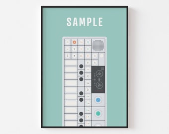 Sample Synthesizer Print - OP-1 Synth, Music Producer Poster, Keyboard Art, Music Studio Decor, Gift for Musician, Musical Instrument