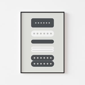 Guitar Pickups Print - Guitarist Music Poster, Instrument Art, Single Coil, Humbucker Pickup, Music Studio Decor, Gift for Musician