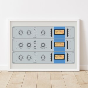Blue Stripe Compressor Print - Music Producer Poster, Limiter Module Print, Music Studio Decor, Audiofile Poster, Gift for Musician