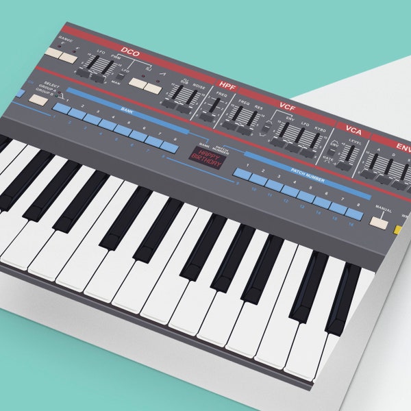 Synth Keyboard Birthday Card - Music Greetings Card, Gift for Musician, Synthesizer Card, Musical Happy Birthday, Piano Lover, A5