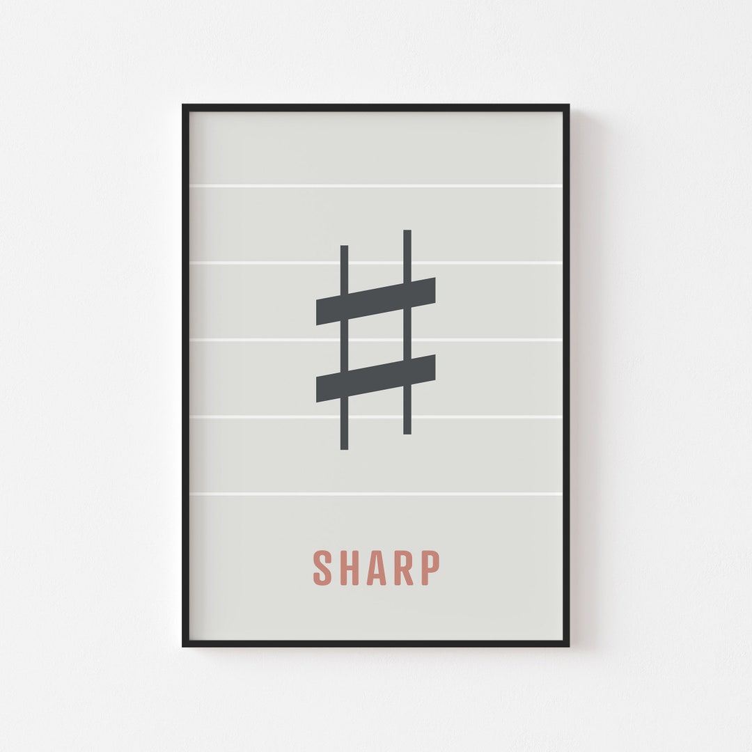 Sharp Note Print - Music Theory Poster, Sharp Symbol, Musical Note ...