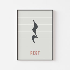 Note Rest Print - Crotchet Quarter Note, Music Theory Poster, Musical Note, Composer Art, Music Studio, Gift for Musician, Piano Teacher