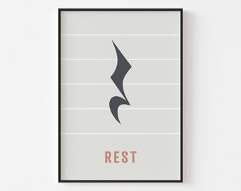 Note Rest Print - Crotchet Quarter Note, Music Theory Poster, Musician Gift