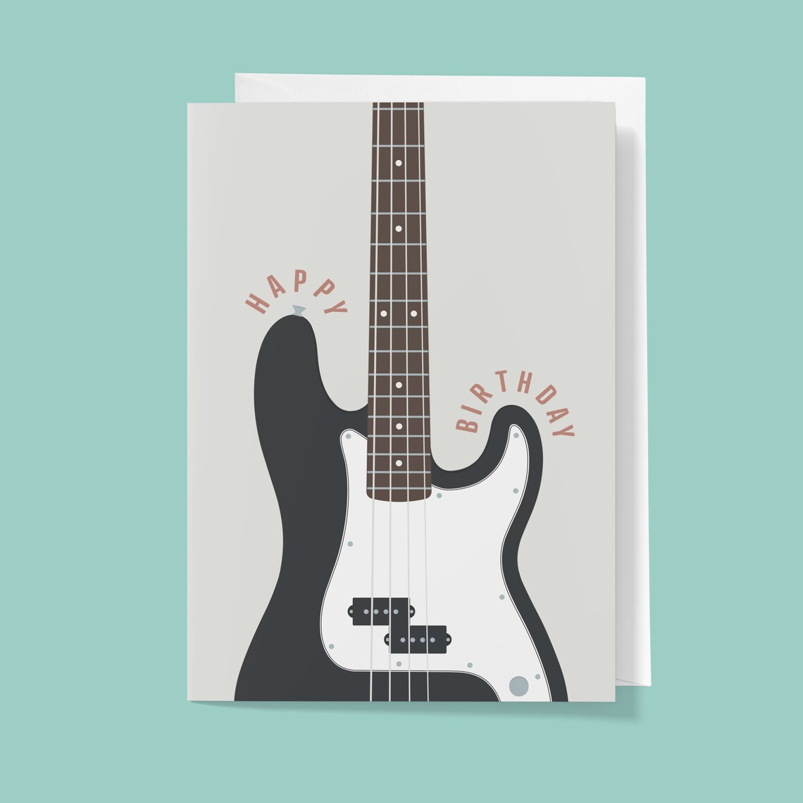 Fender Bass Birthday Card Precision Bass Guitar, Retro Instrument Card