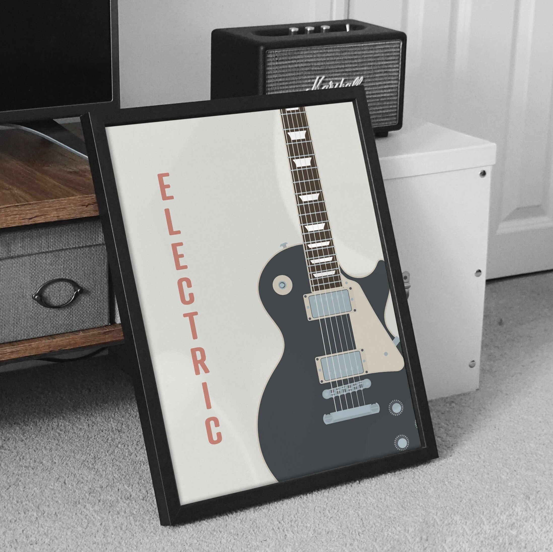 Electric Guitar Print - Les Paul Poster, Guitarist Music Poster ...