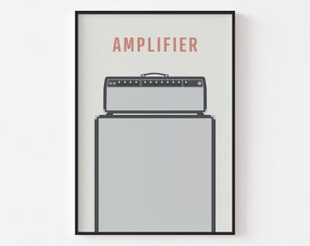 Bass Amplifier Print - Bassman Amp Poster, Guitarist Music Poster, Vintage Amps, Music Studio Decor, Gift for Musician, Musical Instrument