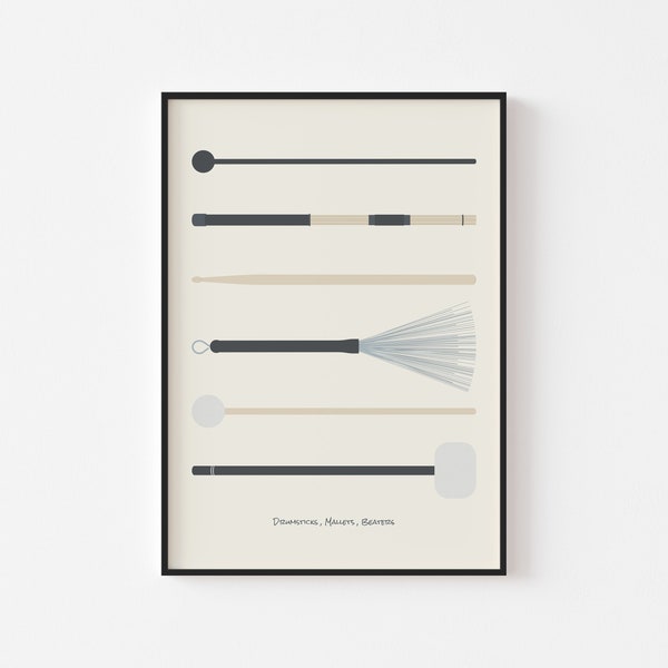 Drumstick Print - Drummer Music Poster, Percussion Print, Drum Art, Musical Instrument Art, Music Studio Decor, Gift for Musician