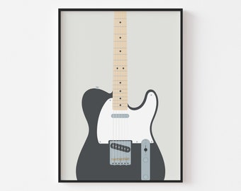 Telecaster Guitar Print - Electric Guitar Poster, Guitarist Music Poster, Musical Instrument Art, Music Studio Decor, Gift for Musician