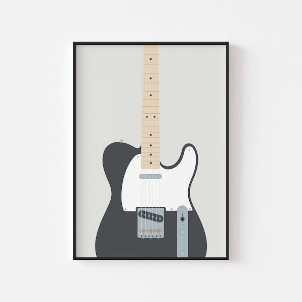 Telecaster Guitar Print - Fender Electric Guitar, Guitarist Music Poster, Musical Instrument Art, Music Studio Decor, Gift for Musician