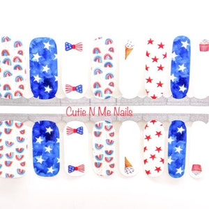 Stars and Sweets/ 4th of July/ 100% Nail Polish Wraps/ Nail Strips