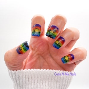 Paradise Island/ Glitter Shimmer/ 100% Nail Polish Wraps/ Nail Strips