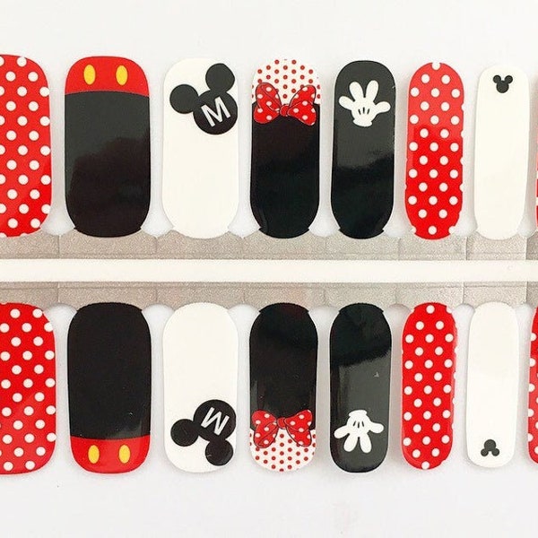 Mickey & Minnie Dots/ 100% Nail Polish Wraps/ Nail Strips