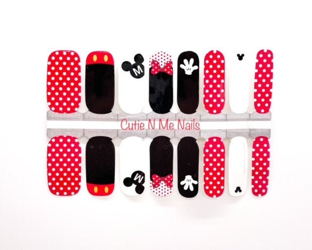 Mickey & Minnie Dots/100% Nail Polish Wraps/Nail Strips
