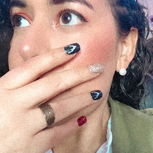Black Gold Glitter Red Plaid Accent/ Christmas/ Xmas/ 100% Nail Polish Wraps/ Nail Strips