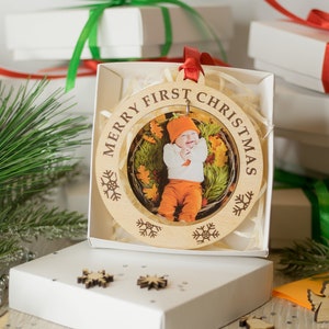 Baby's first ornament 2023, newborn baby personalized gift with photo for new parents,  photo ornament