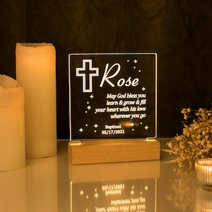Personalized Baptism Night Light: Godparent Gift, Baby Keepsake