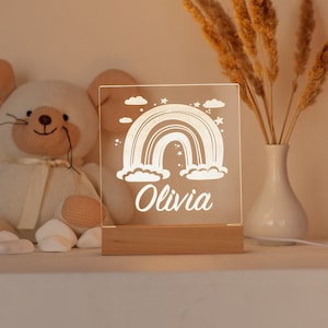 Personalized Baby Night Light: Custom Nursery Decor for baby girl, newborn nightlight in Boho style
