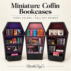 Estantería miniatura con forma de ataúd / Librería diminuta / Exhibidor de mini estanterías / Estantería de mini biblioteca / Decoración Booktok / Decoración para amantes de los libros / Estantería Booktok