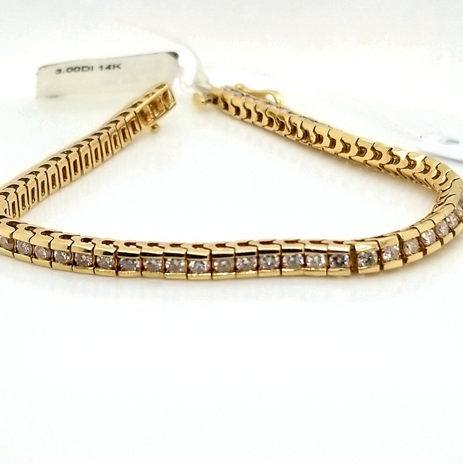 14k Yellow Gold and Diamond Bracelet | Etsy