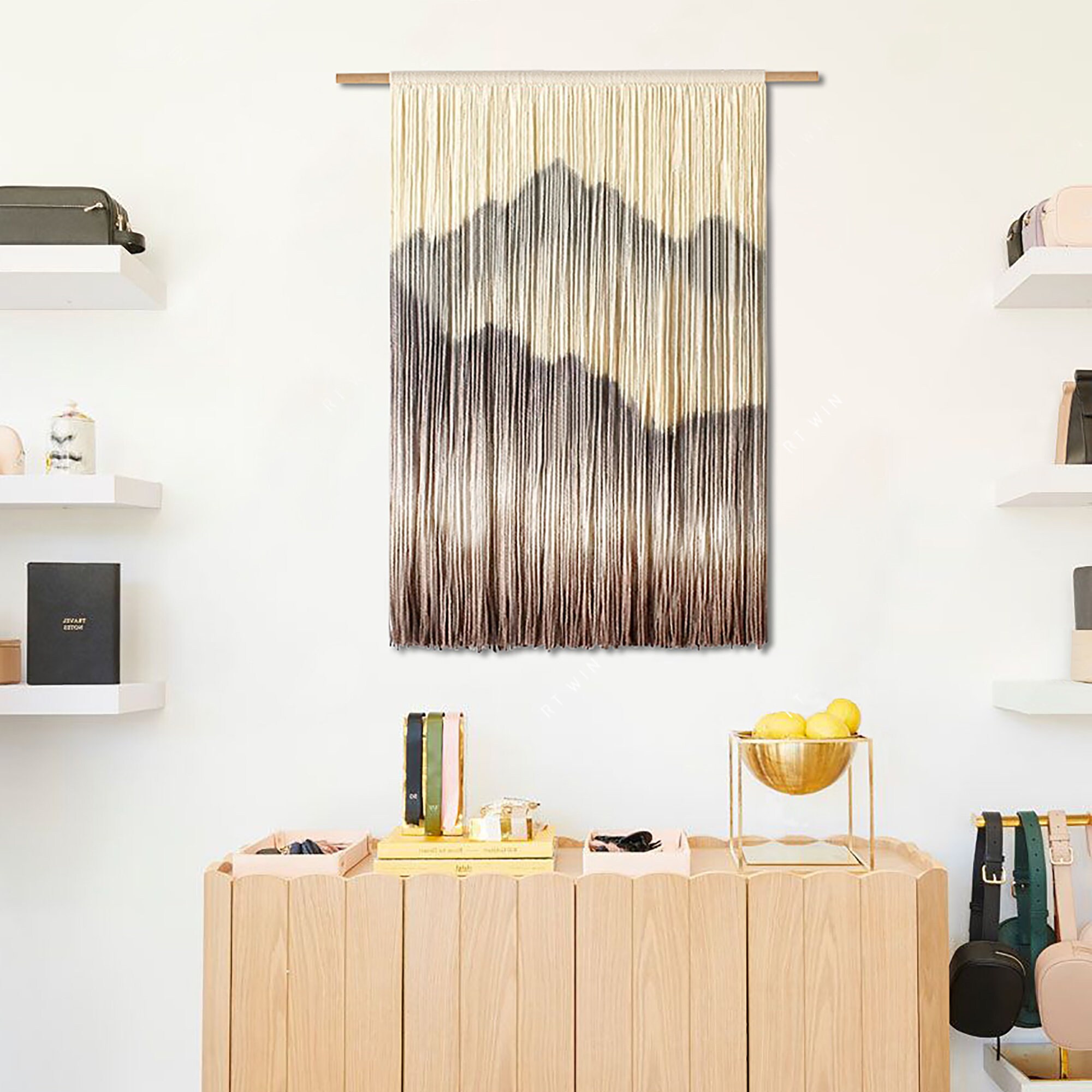 Large Mountain Art Macrame Wall Hanging Colorful Macrame Wall Etsy