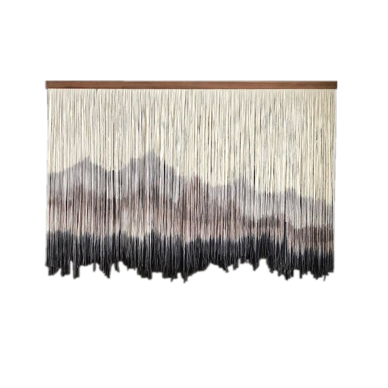 Mountain Art Wall Hanging, Large Hand Dyed Tapestry, Bohemian Macrame Wall Art, 100% Cotton Rope Woven Wall Hanging, Without Wood Stick