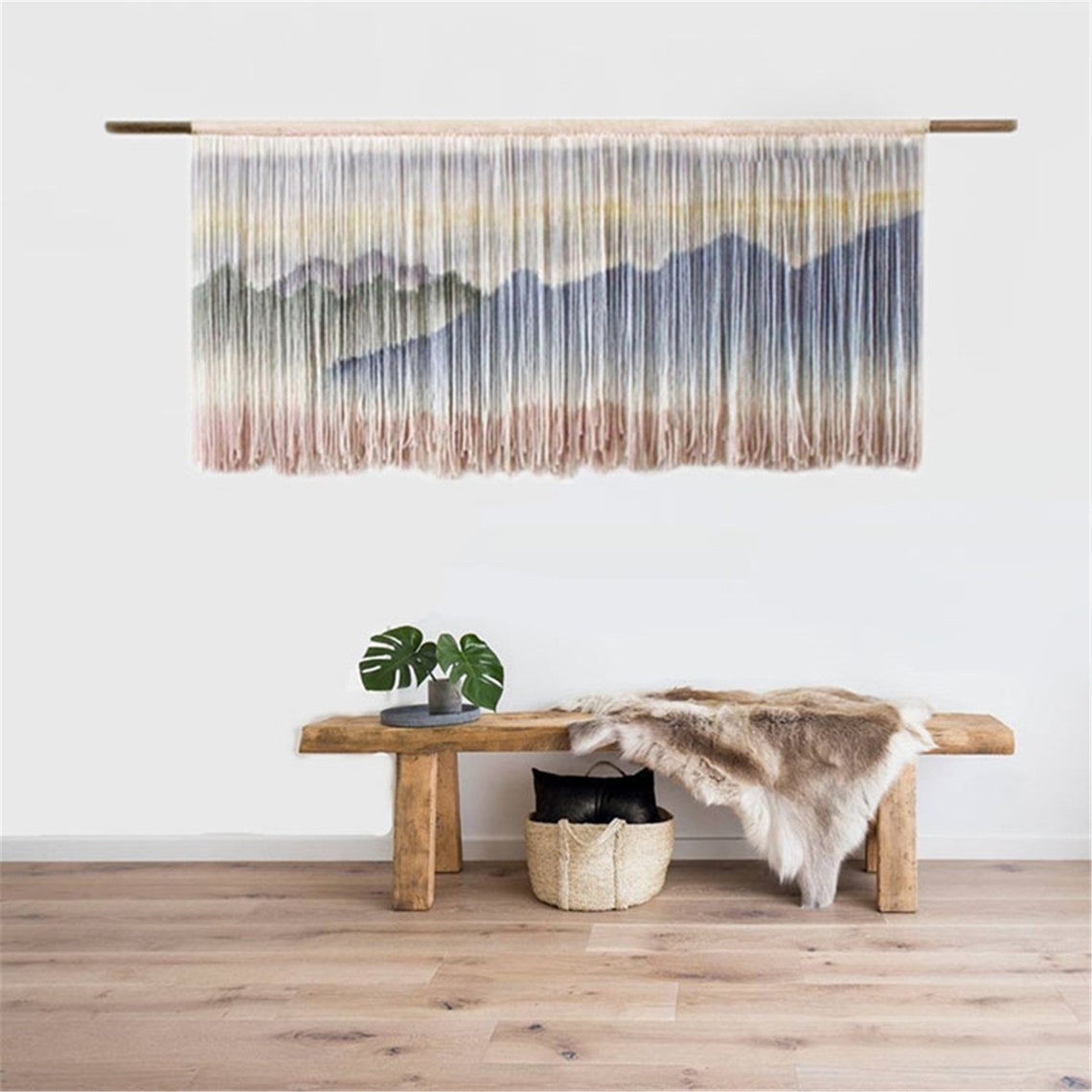 Idyllwild Modern Macrame Landscape Art. Mountain Macrame 6CC