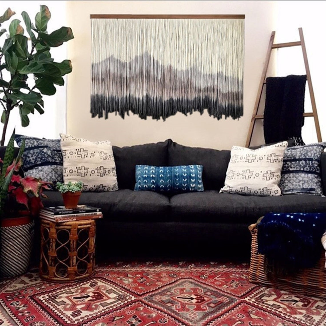 Mountain Art Wall Hanging Large Hand Dyed Tapestry Bohemian Etsy