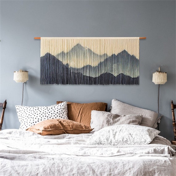 Mountain Art Hand Dyed Macrame Wall Hanging Large Wall Etsy