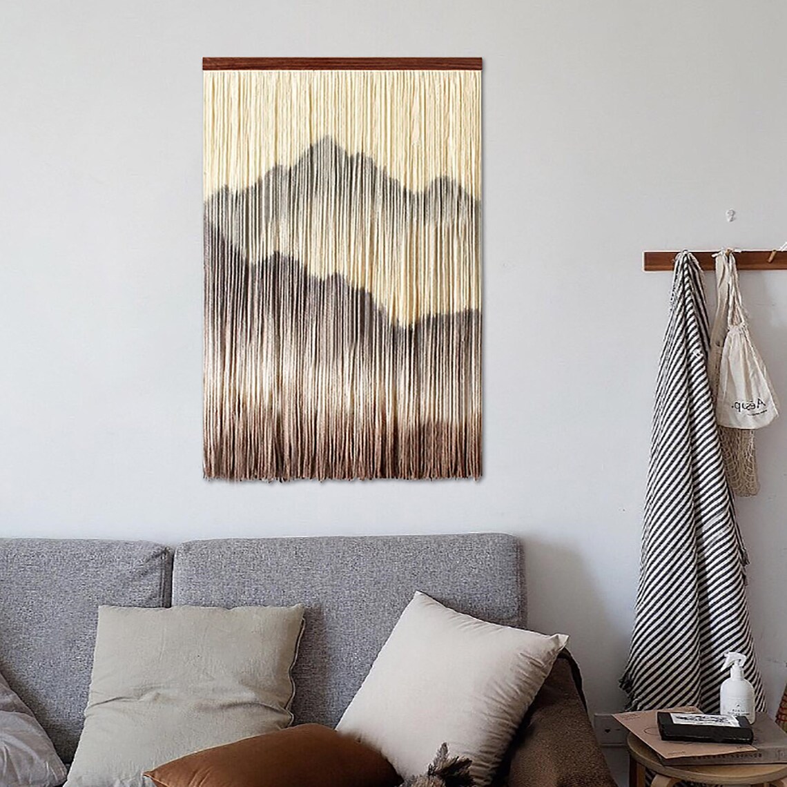 Large Mountain Art Macrame Wall Hanging Colorful Macrame Wall Etsy