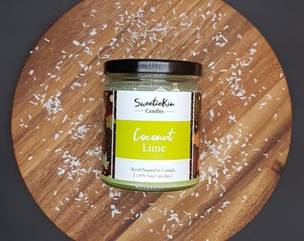 Coconut Lime Scented Candle - 100% Natural Soy Wax | Home Decor | Citrus Candle | Tropical | Coconut  | Summer Collection | Birthday Gift