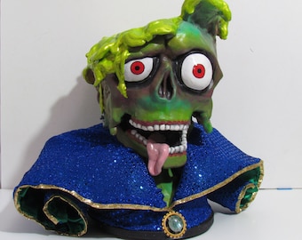 Mars Attacks Inspired Martian Leader Battle Damage Life Size custom clay Bust Sculpture