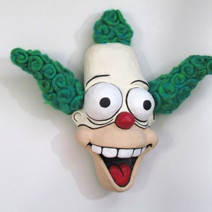 Krusty the Clown Inspired Face Sculpture 17X17 Wall Hanger The Simpsons image 2