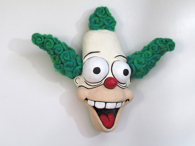 Krusty the Clown Inspired Face Sculpture 17X17 Wall Hanger The Simpsons image 2