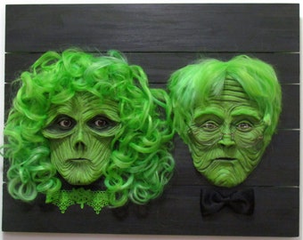 Beetlejuice Inspired Barbara & Adam Maitland Wall Sculpture Bust Zombie Bride Groom